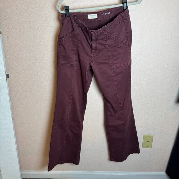 Pilcro Maroon High Rise Wide Leg Pants – Size 28 - Picture 1 of 6
